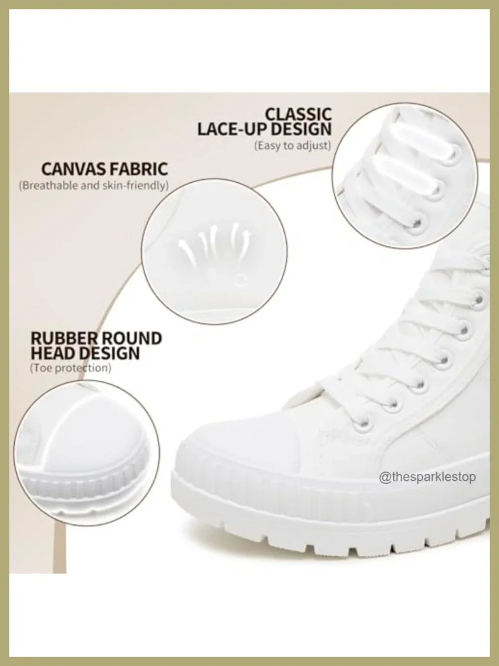 High Top Platform Sneakers Canvas Shoes Women's Breathable Non-Slip Lace-Up